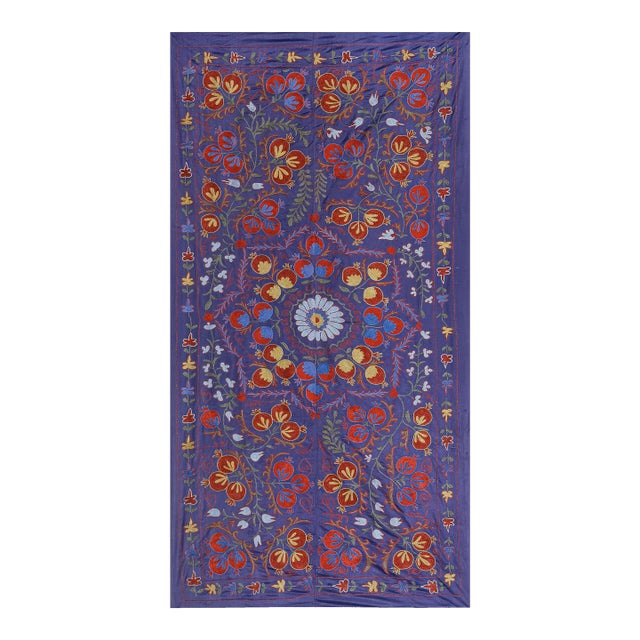 Vintage Silk Suzani Throw - Tribal Tapestry For Sale