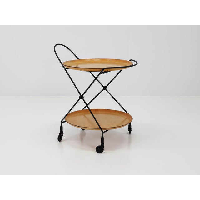Contemporary Foldable Serving Table with Detachable Trays by Paul Nagel for Jie Gantofta, Sweden, 1960 For Sale - Image 3 of 11