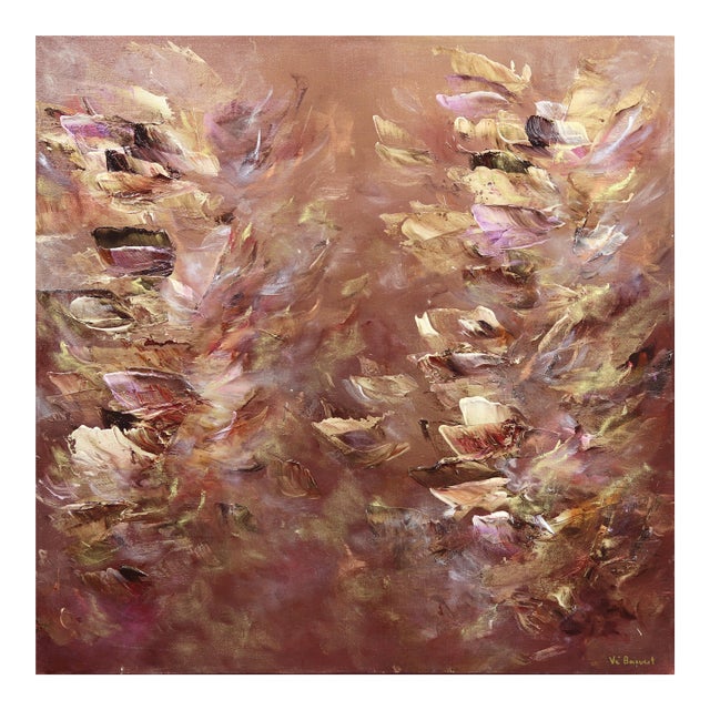 Love Bed - Luminous Abstract Painting Earthy Neutrals, Metallic Texture Original Artwork by Vé Boisvert For Sale