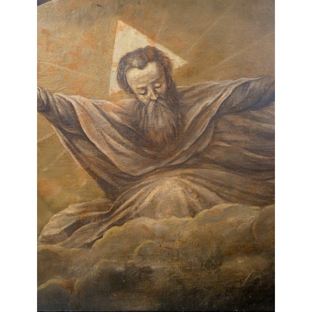 Overdoor Painting of God the Father Trinity, 1800, Oil on Canvas For Sale - Image 4 of 18