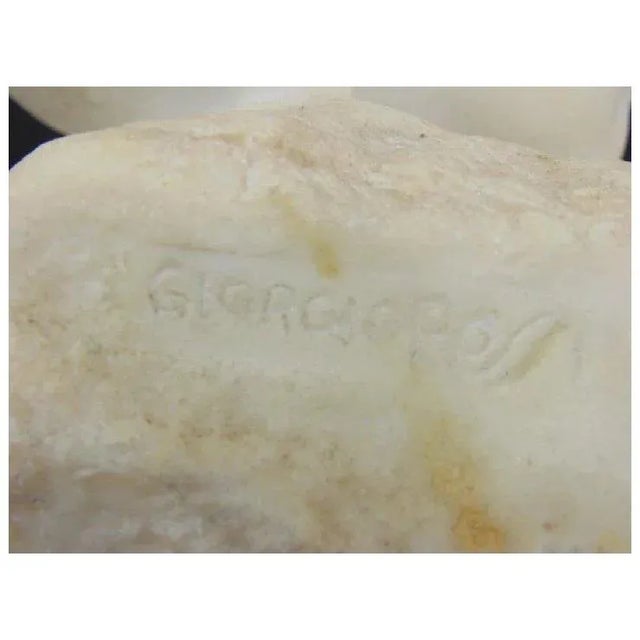 White Early 20th Century Italian Carved White Marble Head Bust of an Infant or Baby by Giorgio Rossi 1920 on Rouge Marble Plinth For Sale - Image 8 of 10