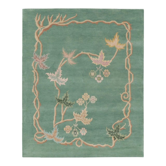 Chinese Art Deco Style Floral Wool Rug by Rug & Kilim, India For Sale