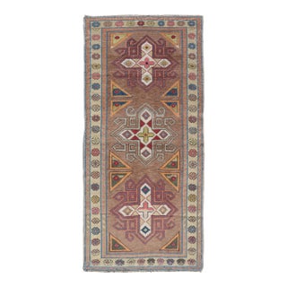 Vintage Turkish Oushak Geometric Cross Medallion's With Floral Border 2'7 X 5'9 For Sale