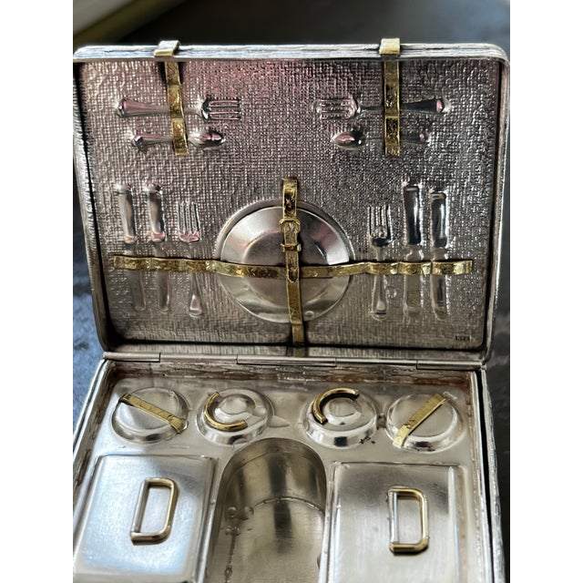 1990s 1990s Sterling Silver Miniature Picnic Hamper Pillbox For Sale - Image 5 of 11