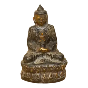 Aged Brass Finished Metal Buddha Figure