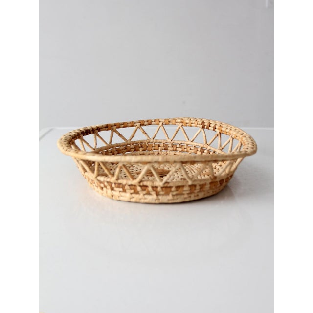 Vintage Woven Raffia Basket Tray For Sale - Image 12 of 14