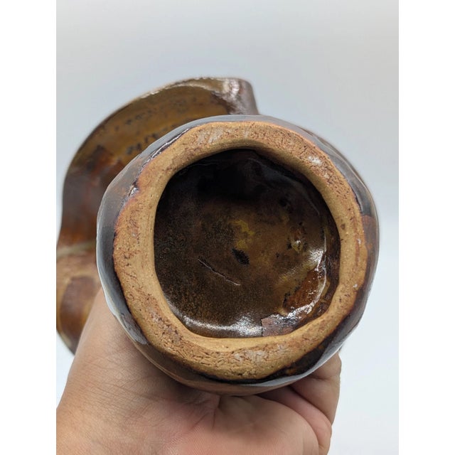 Vintage Mid Century Modern Studio Art Pottery Mushroom Vase Earth Tone For Sale - Image 14 of 14