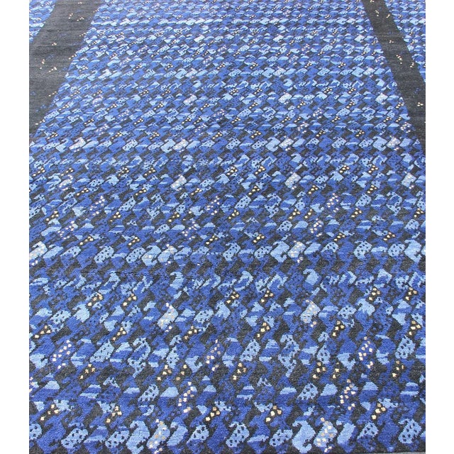 Large Blue Swedish Pile Rug in Blue by Keivan Woven Arts 10'2"x13'9 For Sale In Atlanta - Image 6 of 13