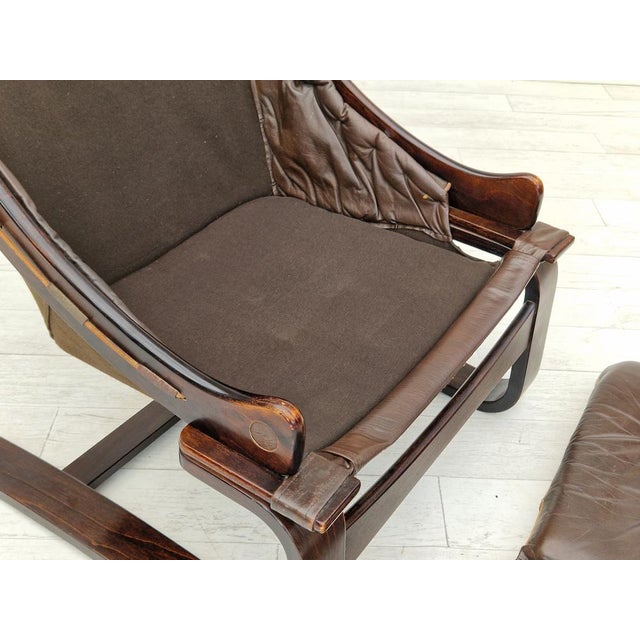 1970s Brown Leather Lounge Chair by Ake Fribytter for Nelo Sweden, 1970s For Sale - Image 5 of 18