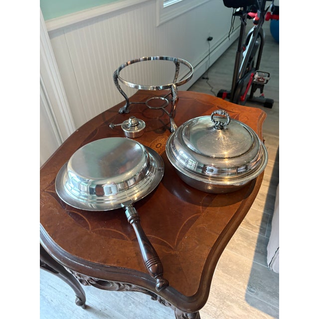 Metal Silver Buffet Chaffing Serving Dish Set For Sale - Image 7 of 8