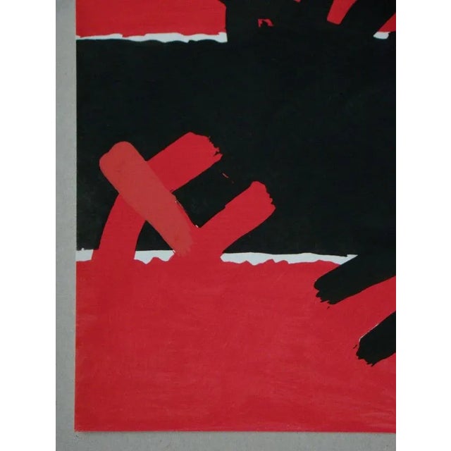 After Giuseppe Capogrossi, Surface Rouge et Noire, 1957, Stencil & Gouache For Sale - Image 5 of 11