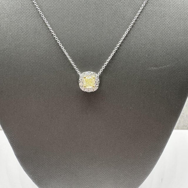 Natural Yellow Diamond Pendant Necklace in 14kt Gold -0.67ctw, Adjustable 16-18" For Sale - Image 4 of 7