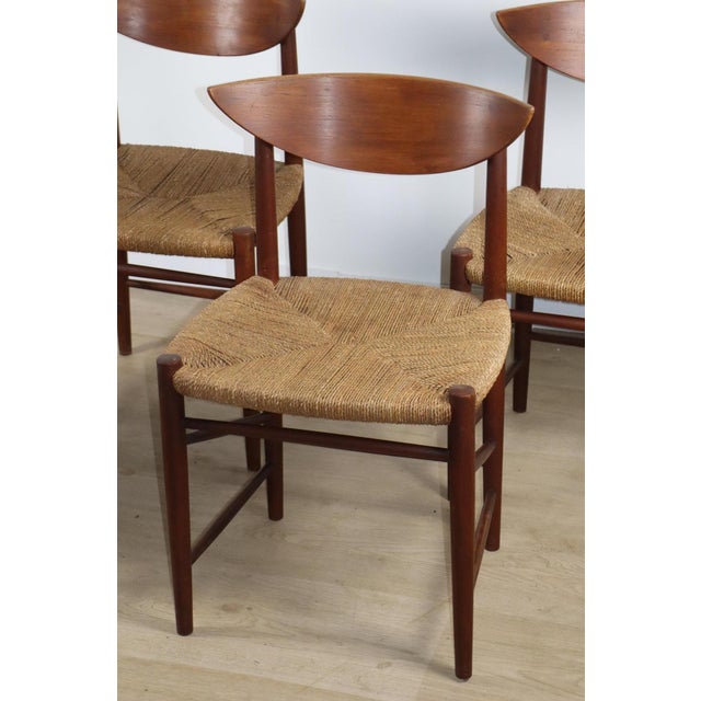 1960s Scandinavian Teak and Rope Chairs by Peter Hvidt, 1960s, Set of 4 For Sale - Image 5 of 18