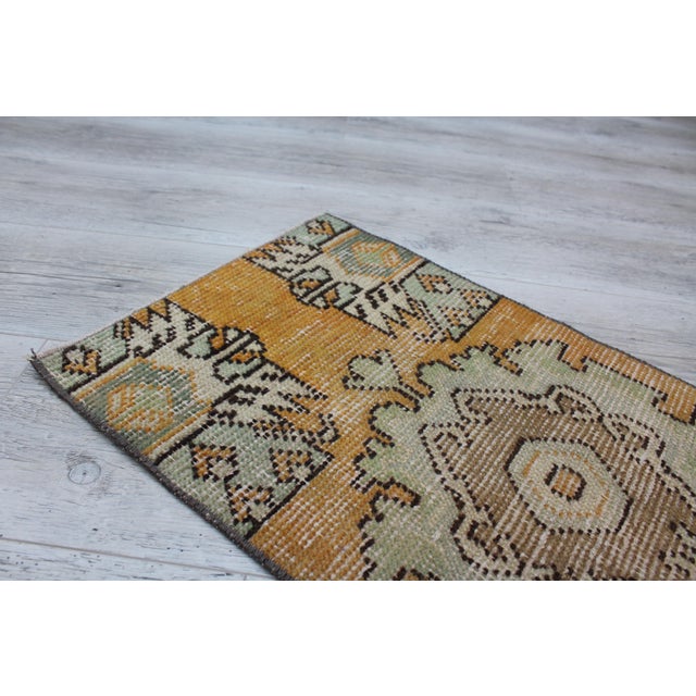 1960s Oushak Door Mat- 15.5"x32" For Sale - Image 5 of 11