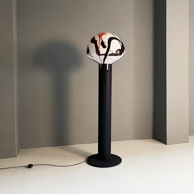 Mid-Century Modern Italian Floor Lamp with Decorated Murano Glass, 1970s For Sale - Image 3 of 16