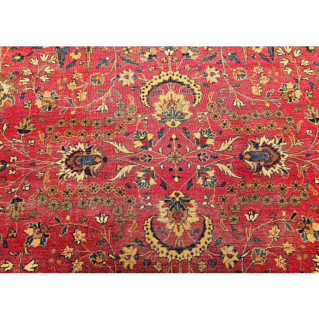Persian Antique Persian Khorassan Rug, Hand-Knotted Wool, Tree of Life Pattern, Crimson Red & Blue, 6x9 For Sale - Image 3 of 18