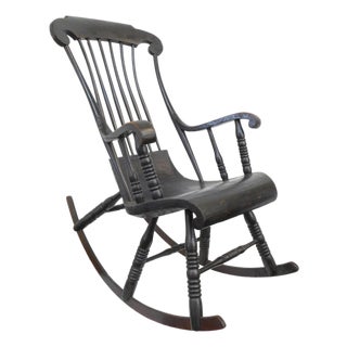 Mid 20th Century Italian Turned Wood Rocking Chair For Sale
