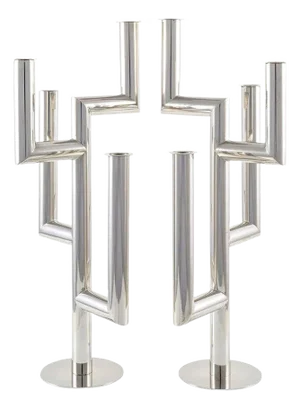 Brass Candlesticks by Franz Hagenauer for Werkstätte Hagenauer, Vienna, 1930s, Set of 2