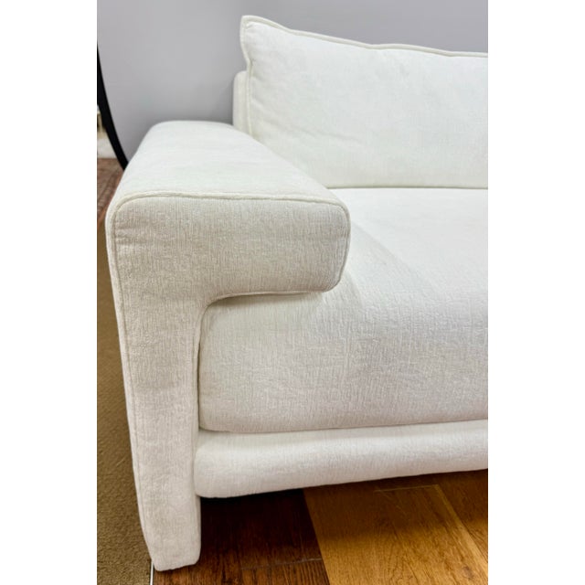 Mid-Century Modern Mid Century Style Cb2 Camden White Chenille Sofa For Sale - Image 3 of 5