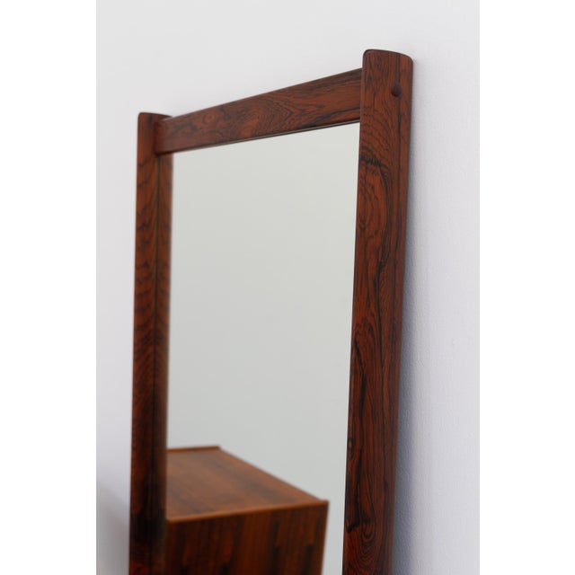 Vintage Danish Rosewood Bench with Drawers and Mirror by Kai Kristiansen, 1960s, Set of 3 For Sale - Image 6 of 18