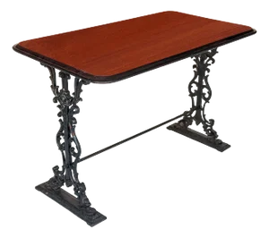 English Rectangular Console Bar or Pub Table of Wood and Cast Iron