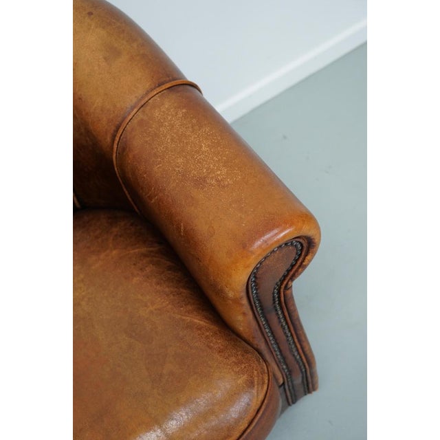 Animal Skin Vintage Dutch Cognac Leather Club Chair For Sale - Image 7 of 18