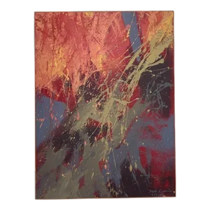 Vintage Boho Abstract Oil Painting on Board