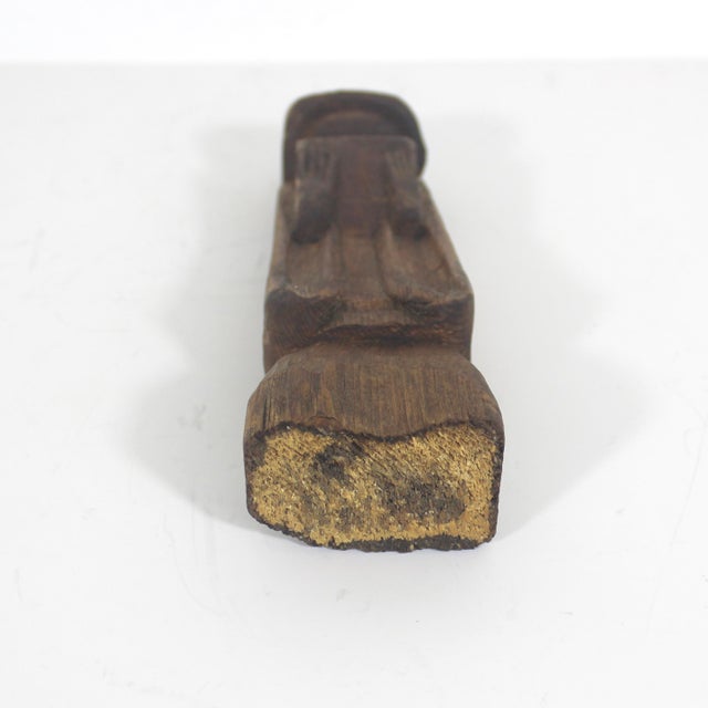 Early 20th Century Carved Wood Monk Sculpture Primitive Rustic With Patina For Sale - Image 4 of 8