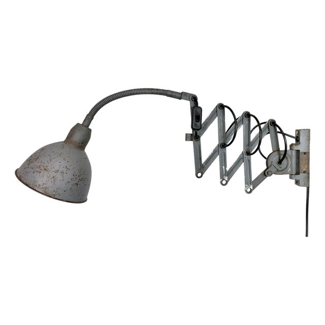 Vintage Industrial Gooseneck Scissor Wall Lamp from Elektroinstala, 1960s For Sale
