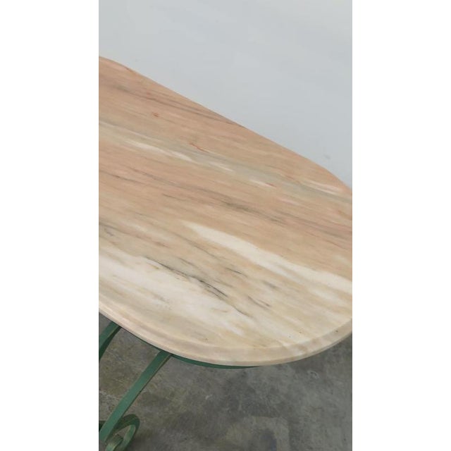 Vintage Pink Marble and Green Wrought Iron Coffee Table, 1970s For Sale - Image 11 of 12