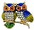 1980s Vintage Boho Chic Arts & Crafts Two Owls on a Branch Brooch. For Sale