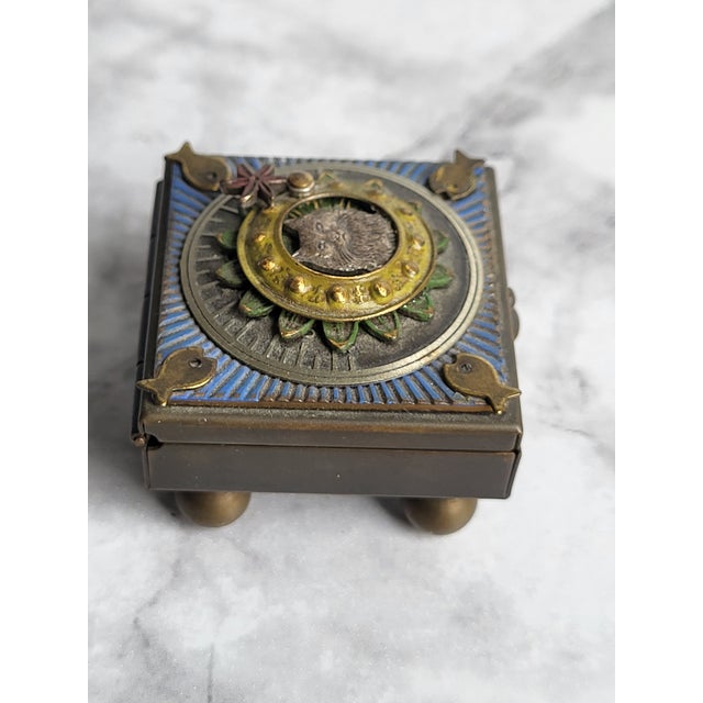 20th Century Ornate Brass Copper Trinket Box For Sale - Image 4 of 9