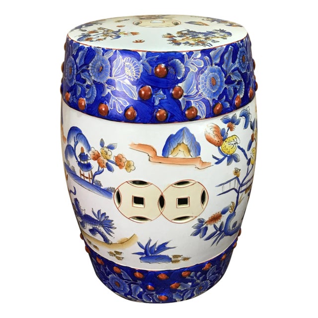 Chinese Export Garden Seat, in the Style of Masons Ironstone For Sale