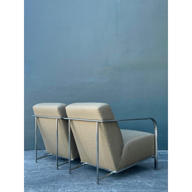 Metal Vintage Boho Chrome Frame Lounge Chairs - A Pair For Sale - Image 7 of 12