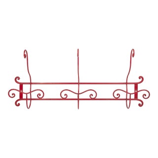 Mid 20th Century Red Lacquered Wall Mounted Coat Rack Attributed to Fornasetti For Sale