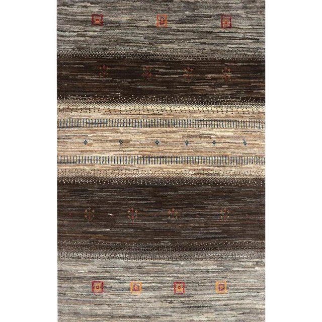 Handwoven Persian Gabbeh Area Rug 2’10” X 4’5″ For Sale