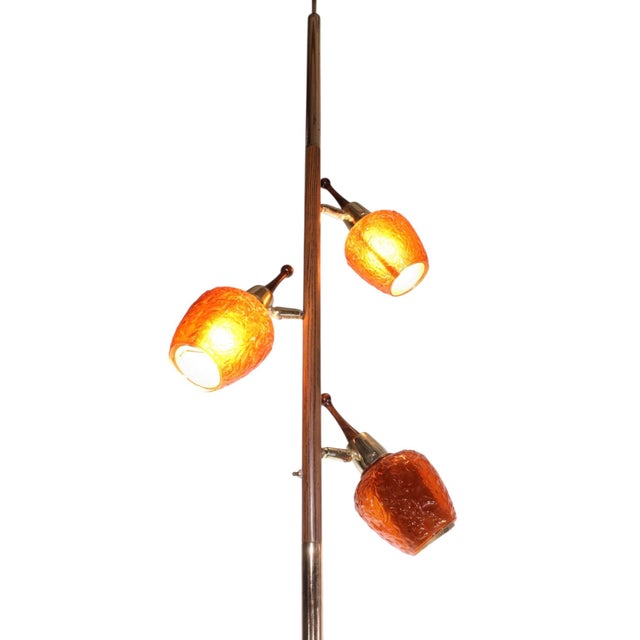 Brown Mid Century Tension Pole Floor Lamp For Sale - Image 8 of 15
