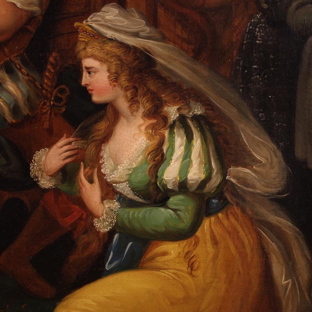 French Artist, Solomon and the Queen of Sheba, 1830, Oil on Canvas, Framed For Sale - Image 7 of 15