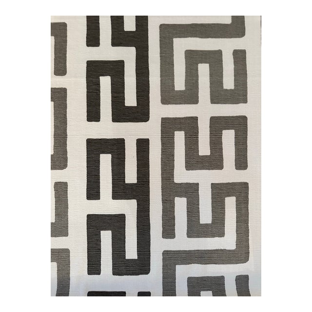 The Vale London Fabricut Greek Key Print Fabric- Kubb / Sage 3 Yds 7741503 For Sale