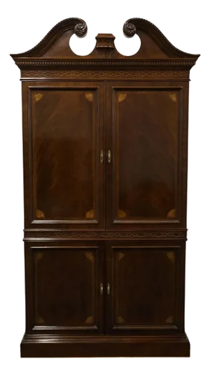 Heritage Furniture Heirlooms Collection Flame Mahogany Traditional Chippendale Style 47" Broken Pediment Media Armoire 070-440