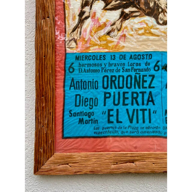 Framed Spanish Bullfighting Textile Poster, 1969 For Sale - Image 6 of 7