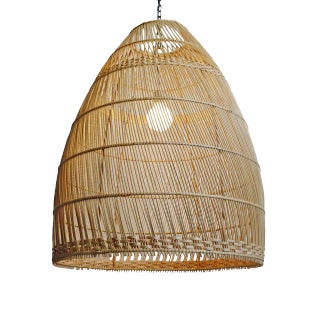 Natural Wicker Basket Bell Lantern Large For Sale