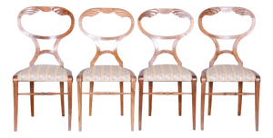 Biedermeier Dining Chairs in Oak and Walnut, Vienna, Austria, 1820s, Set of 4