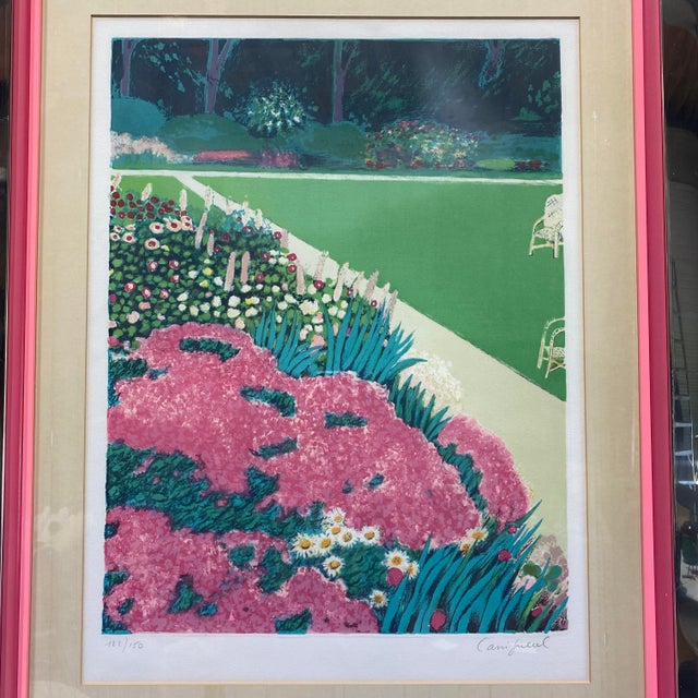 Expressionism Pink Floral Print in Chrome Frame For Sale - Image 3 of 7