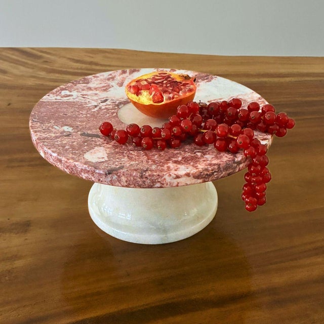 Decorative Footed Centerpiece Bowl in Red Marble by Forzini For Sale - Image 6 of 12