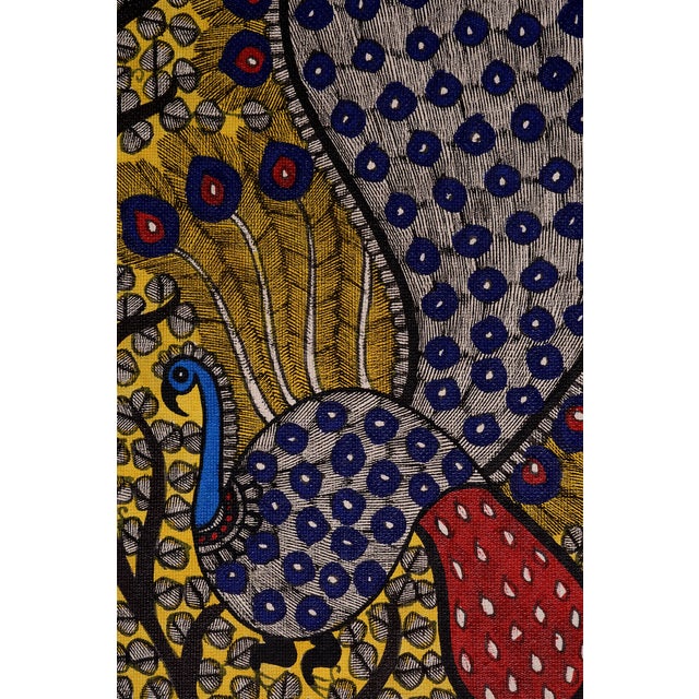 This exquisite hand-painted Madhubani (Mithila) folk artwork by Mamta Devi, National Award winner in 2016, celebrates the...