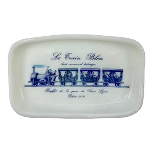 Vintage Le Train Bleu Restaurant Paris Ashtray Milk Glass France