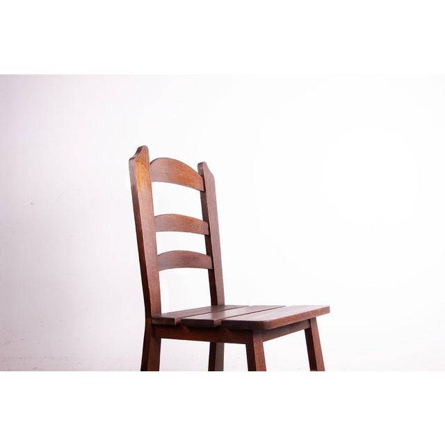 Brown Large Brutalist Chairs in Oak from René Gabriel, 1950s, Set of 6 For Sale - Image 8 of 18