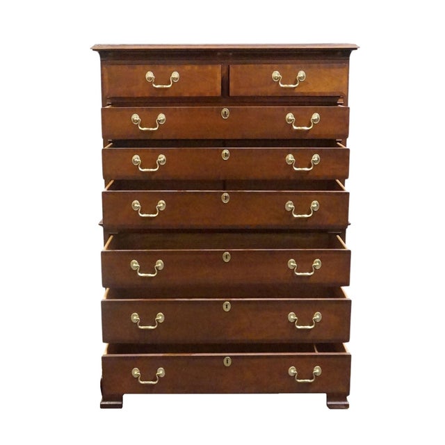 Late 20th Century Councill Craftsman Banded Mahogany Traditional Style 38" Chest on Chest For Sale - Image 5 of 12