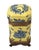Chinoiserie Vintage Wong Lee 1895 Chinoiserie Rococco Yellow & Blue Porcelain Ormolu Bronze Decorative Container For Sale - Image 3 of 12